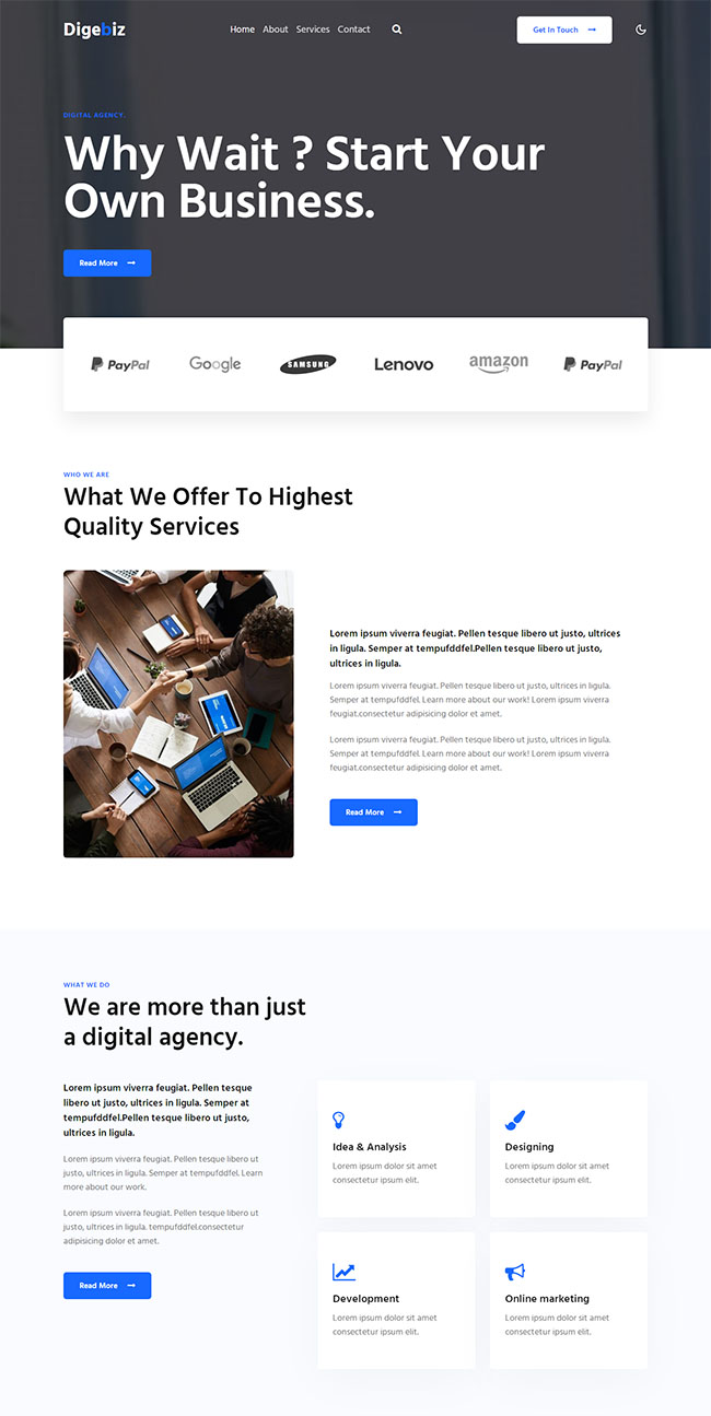 宽屏大气事业创业网站模板