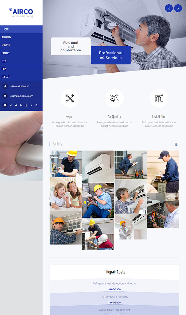 空调电器安装维修供暖服务公司网站模板