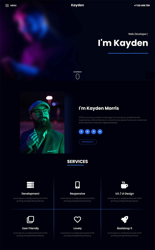 黑色炫酷个人简历单页模板