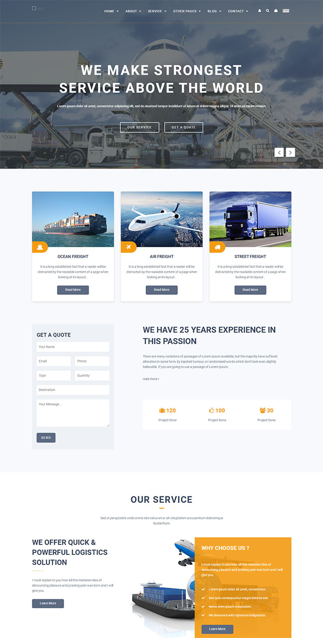 运输物流公司响应式网站模板