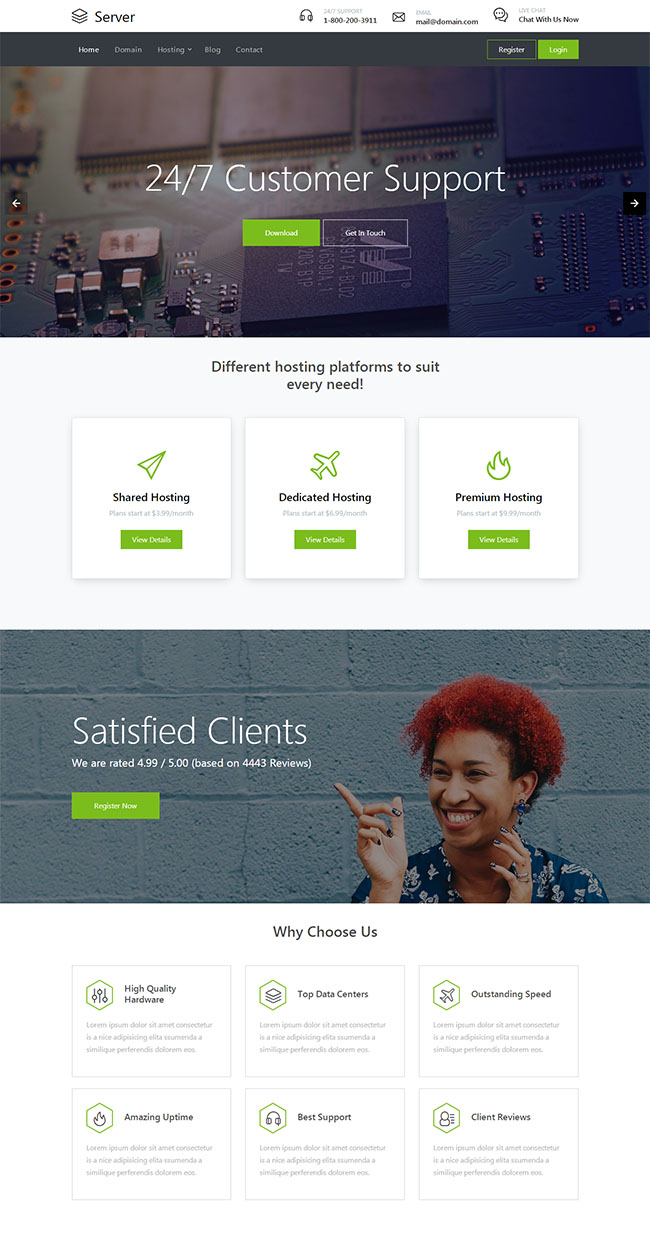 网站托管虚拟主机HTML5模板