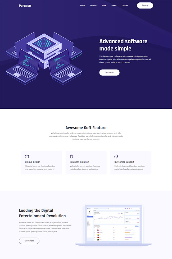 紫色互联网软件公司网站模板