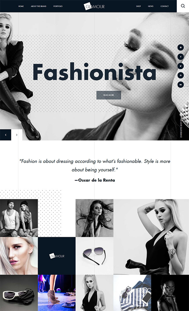 黑白风格模特服装商城模板