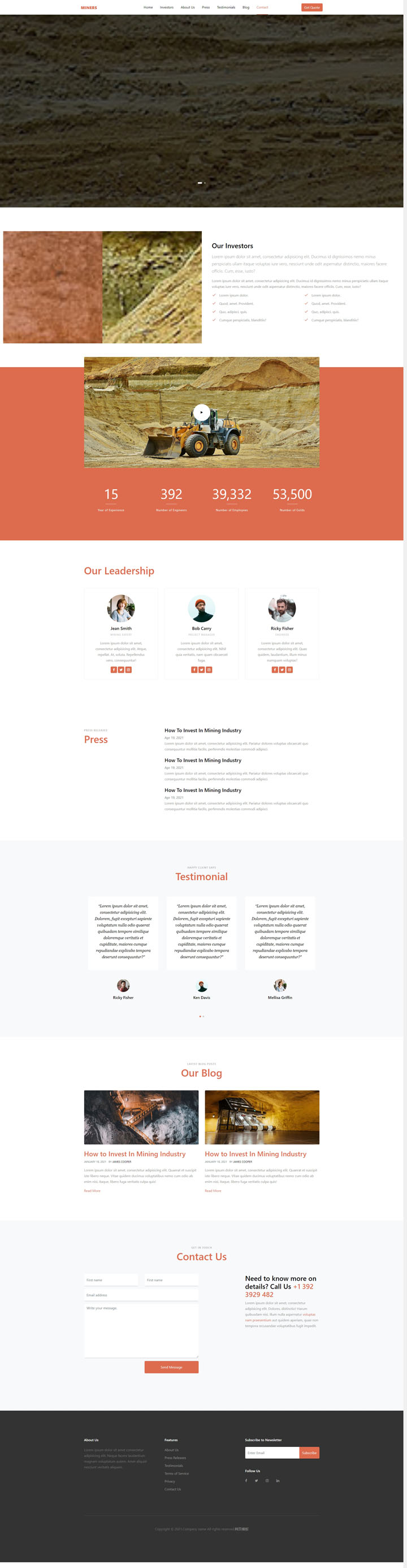 矿业工业重工网站HTML5模板