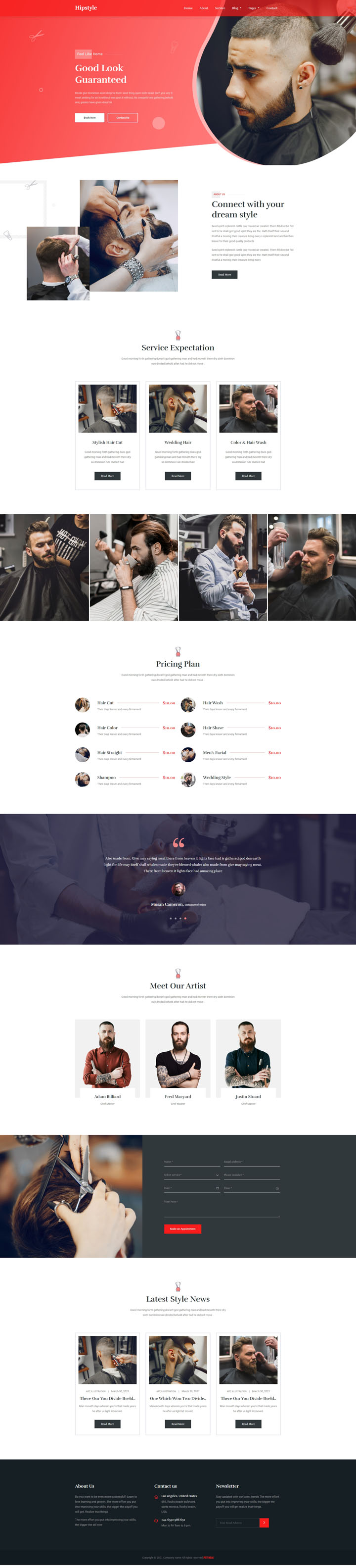 时尚美容美发沙龙网站模板