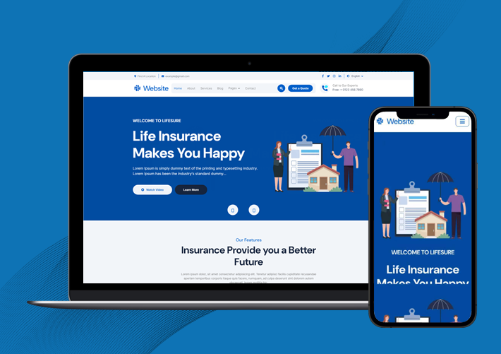 (自适应手机端)bootstrap蓝色风格保险服务公司XunRuiCMSHTML5网站模板源码下载